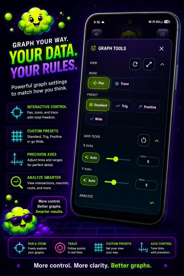 Flatulator graph settings screen with graph control options